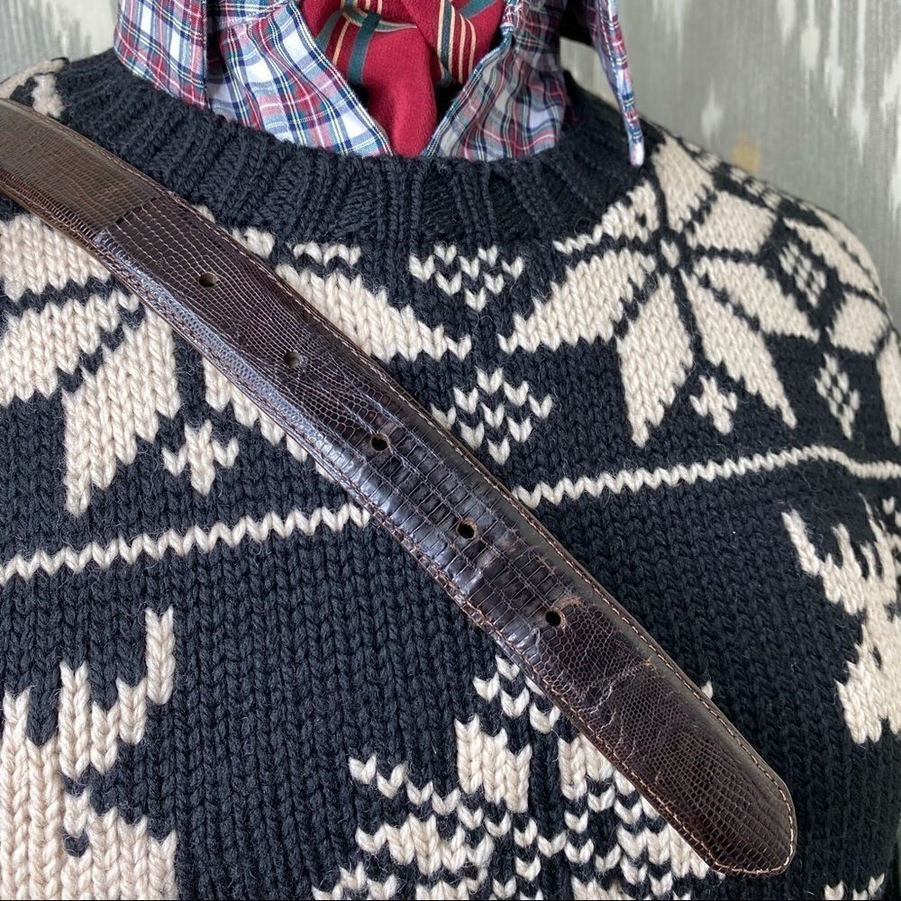 Ralph Lauren Vintage Fall 1991 Lizard Belt w/925 Sterling Silver Crest Buckle - Picture 16 of 16